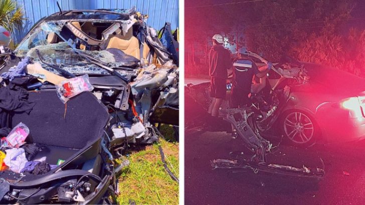 Tesla Model S Ripped Open in Chilling Collision With 18-Wheeler, Passengers Walk Away